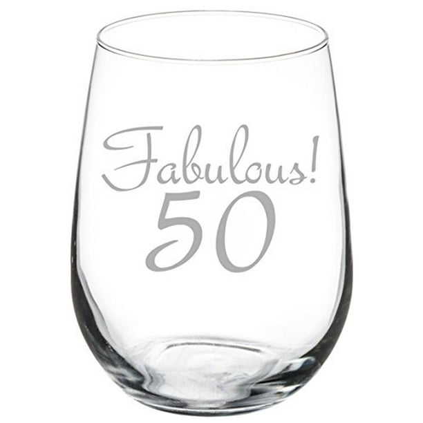 Veracco Fifty AF Stemless Wine Glass 50th Birthday Gift For Him Her Fifty and Fabulous Clear, Glass 